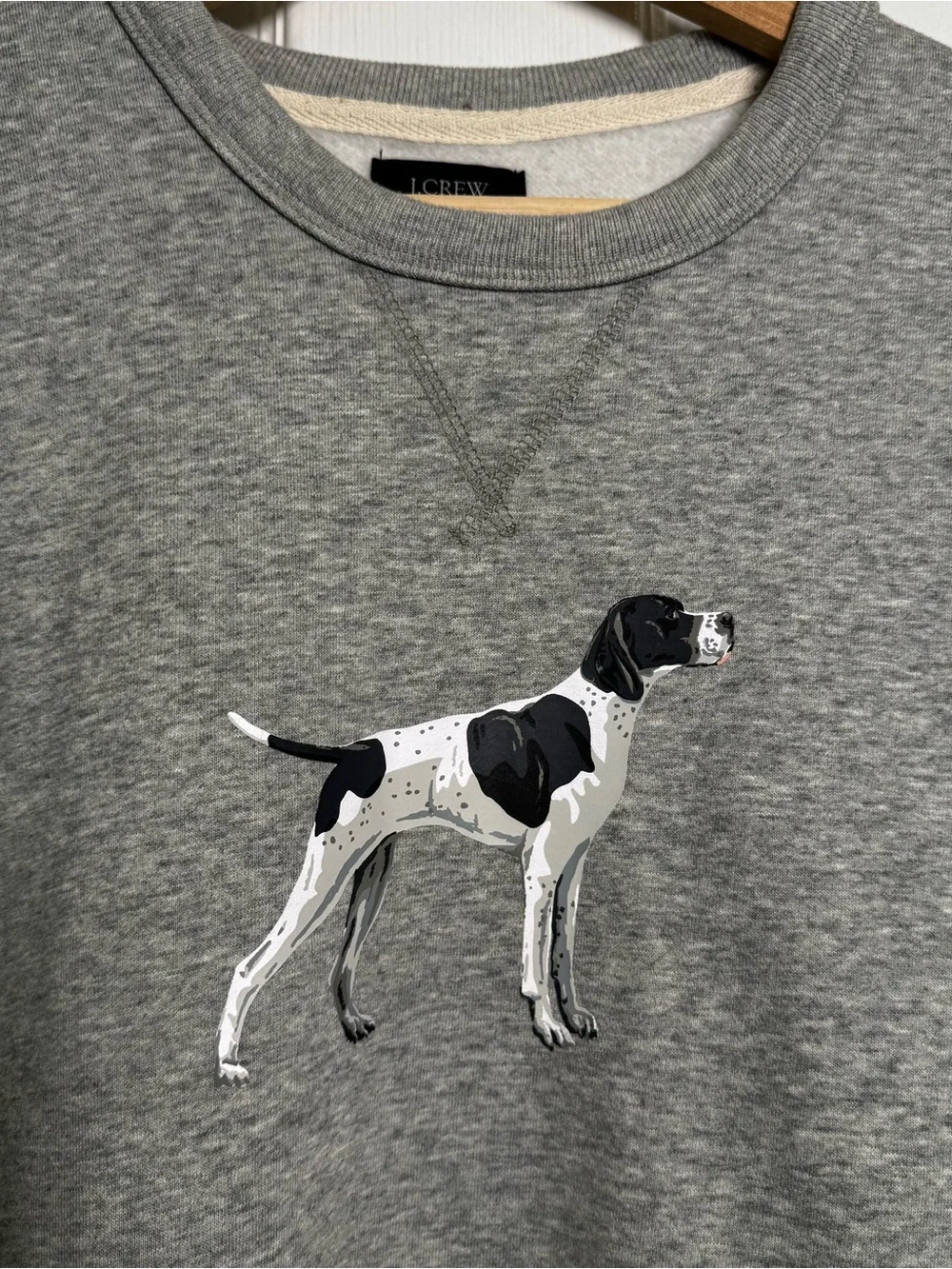 J.Crew Authentic Fleece Pointer Dog Graphic Crewneck Sweatshirt Gray Medium